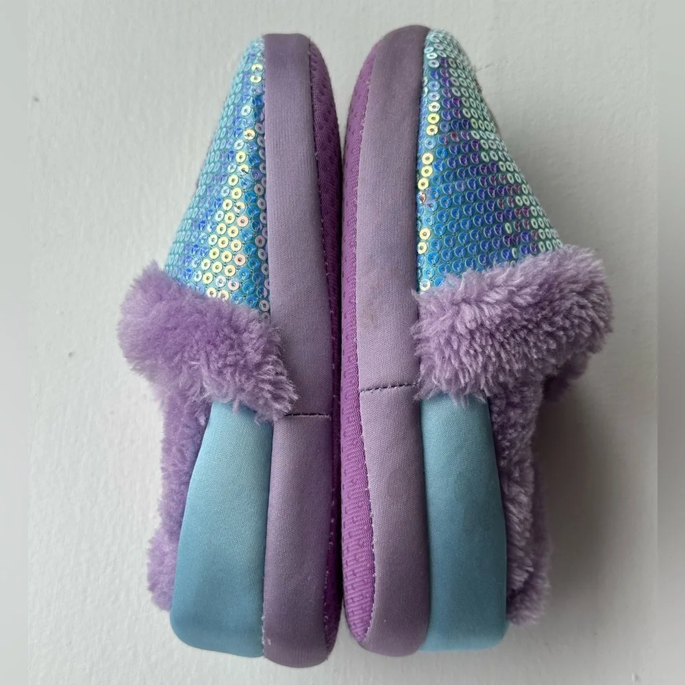 Disney Frozen Anna and Elsa Sequin Slippers size Large 9/10
